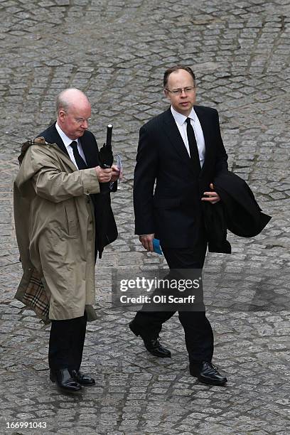 Murdoch MacLennan , the Chief Executive of Telegraph Media Group, and Ian MacGregor, the Editor of the Sunday Telegraph newspaper, arrive prior to...
