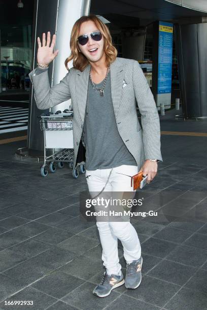 South Korean actor Jang Keun-Suk is seen upon arrival at Incheon International Airport on April 19, 2013 in Incheon, South Korea.