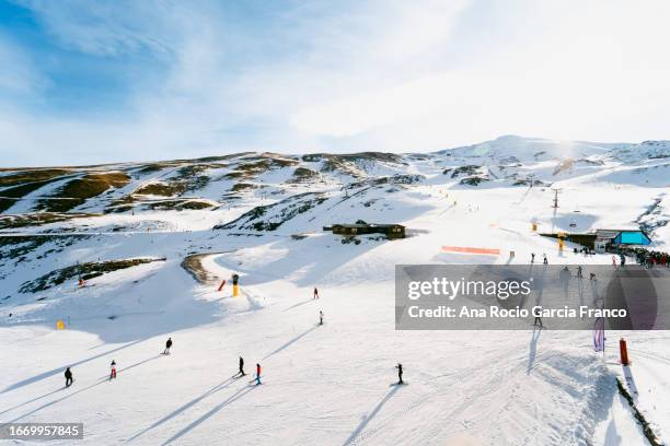 skiers in sierra nevada - granada spain stock pictures, royalty-free photos & images