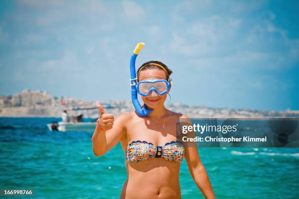 thumbs up snorkel - cabo san lucas stockfoto's en -beelden