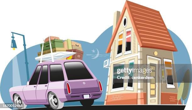 retro american - loading car stock illustrations