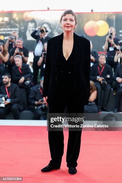 Maggie Gyllenhaal attends a red carpet ahead of the closing ceremony at the 80th Venice International Film Festival on September 09, 2023 in Venice,...