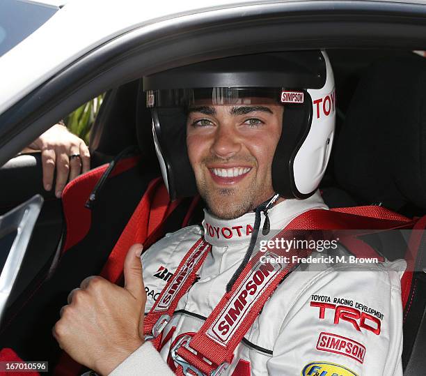 Actor Jesse Metcalfe give a thumbs up during the 37th Annual Toyota Pro/Celebrity Race practice on April 19, 2013 in Long Beach, California.