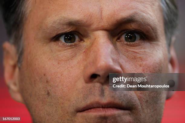 Heerenveen Manager / Coach, Marco van Basten looks on during the Eredivisie match between Ajax Amsterdam and SC Heerenveen at Amsterdam Arena on...