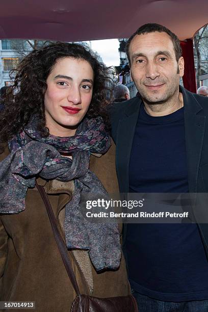 Actor Zinedine Soualem and his daughter Mouna arrive for the premiere of 'L'Ecume Des Jours' at Cinema UGC Normandie on April 19, 2013 in Paris,...