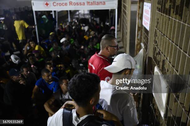 Led by vice-mayor Attilio Lucia , nearly a hundred of people in Italy's Lampedusa Island protested again the opening of another tent camps for...
