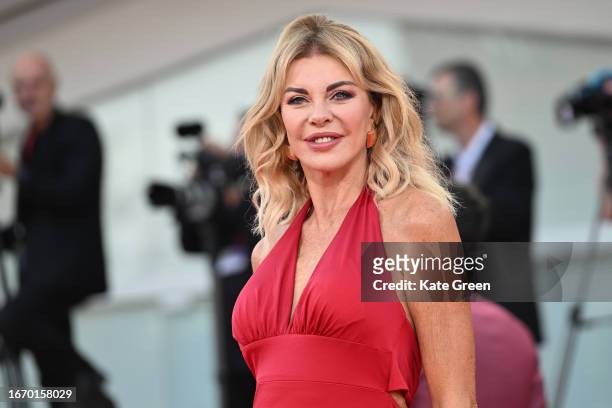 Alba Parietti attends a red carpet ahead of the closing ceremony at the 80th Venice International Film Festival on September 09, 2023 in Venice,...