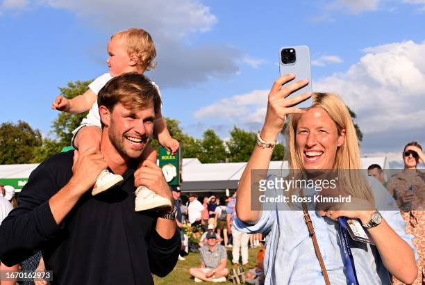 Thomas Detry of Belgium with his wife Sarah and daughter Sophie watching Scouting for Girls at the Horizon Irish Open after Day Three of the Horizon...