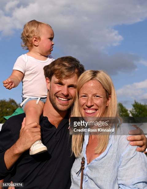 Thomas Detry of Belgium with his wife Sarah and daughter Sophie watching Scouting for Girls at the Horizon Irish Open after Day Three of the Horizon...