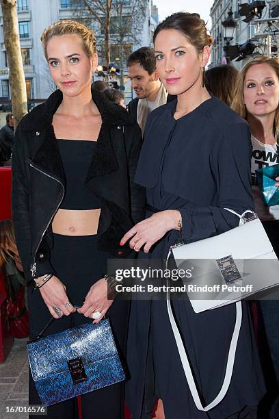 Sisters Jenna Courtin-Clarins and Prisca Courtin-Clarins arrive for the premiere of 'L'Ecume Des Jours' at Cinema UGC Normandie on April 19, 2013 in...