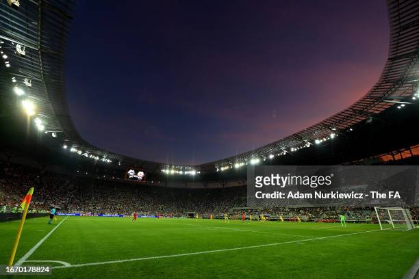 General view inside the stadium during the UEFA EURO 2024 European qualifier match between Ukraine and England at Stadion Wroclaw on September 09,...