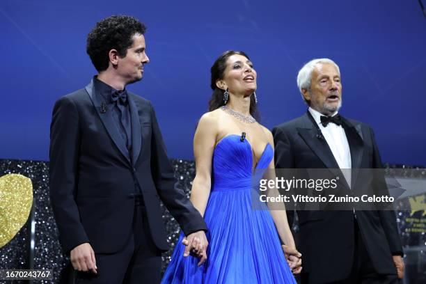 President of the international juries Damien Chazelle, Patroness of the festival Caterina Murino and President of the Venice Biennale Roberto Cicutto...