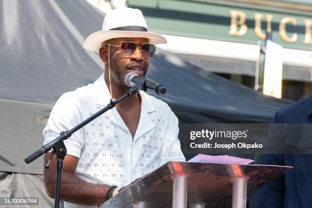 Spoony attends the unveiling of The Music Walk Of Fame 2023 at Camden on September 09, 2023 in London, England.