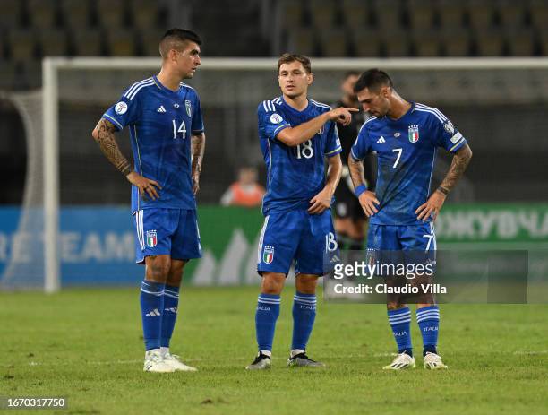 Nicolo Barella of Italy reacts during the UEFA EURO 2024 European qualifier match between North Macedonia and Italy at National Arena Todor Proeski...