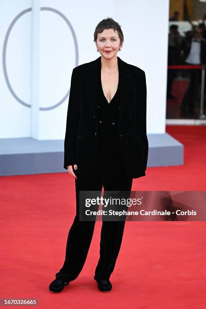 Maggie Gyllenhaal attends a red carpet ahead of the closing ceremony at the 80th Venice International Film Festival on September 09, 2023 in Venice,...