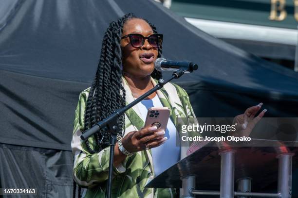 Angie Greaves attends the unveiling of The Music Walk Of Fame 2023 at Camden on September 09, 2023 in London, England.