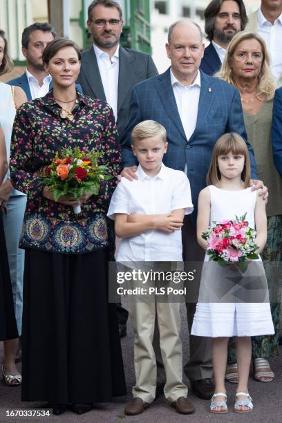 Princess Charlene of Monaco, Prince Albert II of Monaco, Prince Jacques of Monaco and Princess Gabriella of Monaco attend the traditional Monaco...