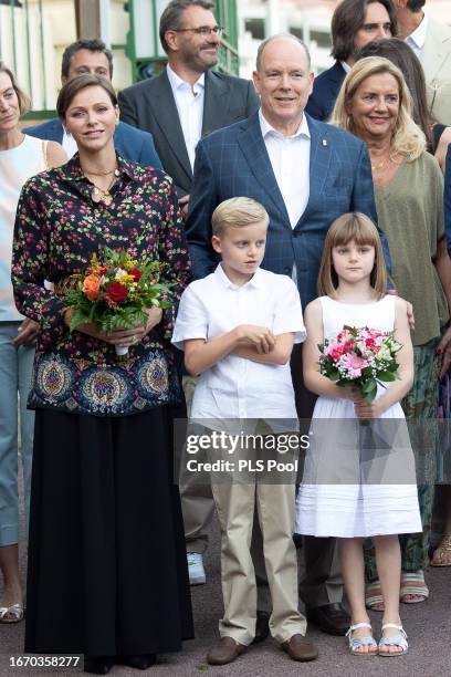 Princess Charlene of Monaco, Prince Albert II of Monaco, Prince Jacques of Monaco and Princess Gabriella of Monaco attend the traditional Monaco...