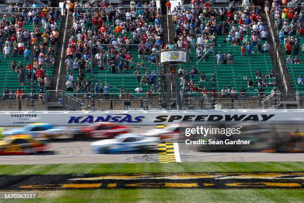 General view of racing during the NASCAR Xfinity Series Kansas Lottery 300 at Kansas Speedway on September 09, 2023 in Kansas City, Kansas.