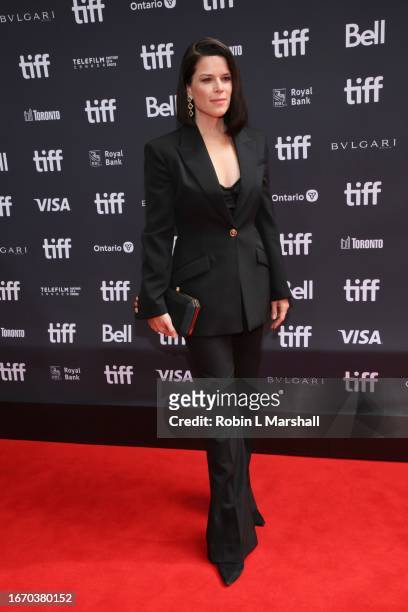 Neve Campbell attends the "Swan Song" premiere during the 2023 Toronto International Film Festival at Roy Thomson Hall on September 09, 2023 in...