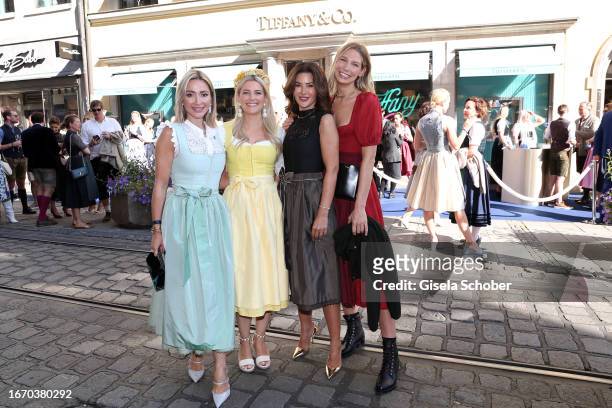 Kinga Mathe, Jennifer Knäble, Füsun Lindner, Sarah Brandner during the annual Wiesn opening event "Breakfast at Tiffany" at Tiffany store on...