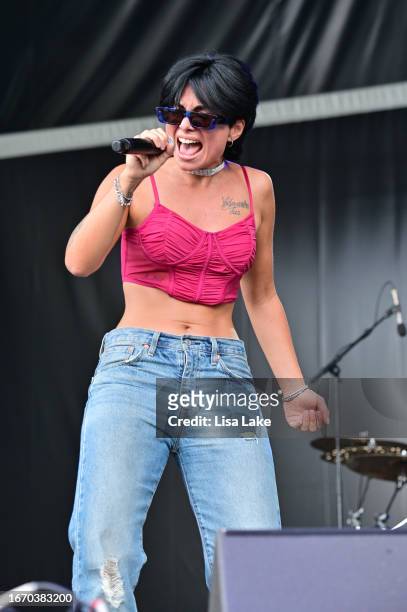 Singer Giordana Angi performs live on stage at Mann Center For Performing Arts on September 09, 2023 in Philadelphia, Pennsylvania.
