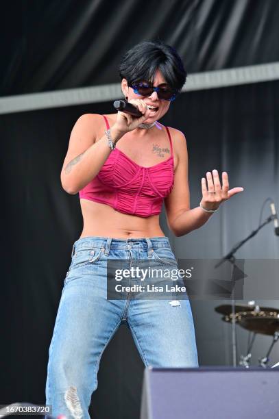 Singer Giordana Angi performs live on stage at Mann Center For Performing Arts on September 09, 2023 in Philadelphia, Pennsylvania.