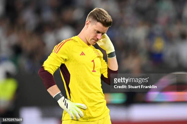 Marc-Andre ter Stegen of Germany looks dejected after Ao Tanaka of Japan scores their team's fourth goal during the international friendly match...
