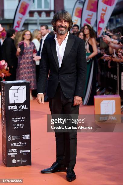 Santi Millán attends the red carpet closing ceremony of the FesTVal 2023 Television Festival at the Principal Theater on September 09, 2023 in...