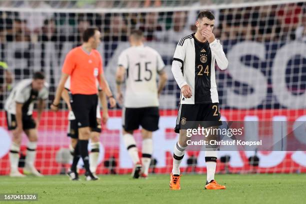 Pascal Gross of Germany looks dejected during the international friendly match between Germany and Japan at Volkswagen Arena on September 09, 2023 in...