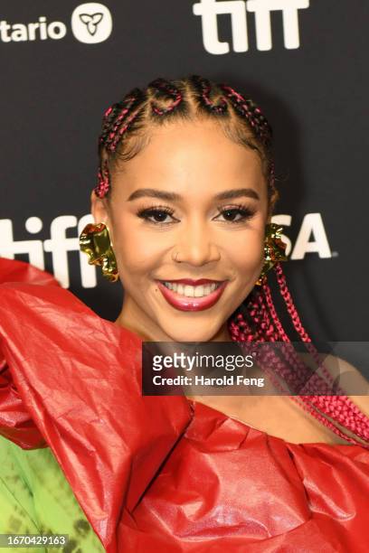 Sho Madjozi attends the "Death of a Whistle Blower" premiere during the 2023 Toronto International Film Festival at TIFF Bell Lightbox on September...
