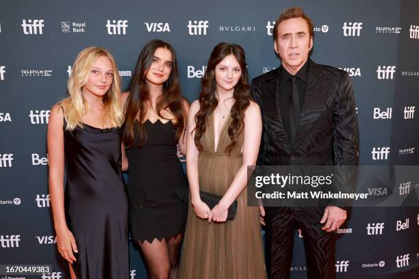Lily Bird, Dylan Gelula, Jessica Clement and Nicolas Cage attend the "Dream Scenario" premiere during the 2023 Toronto International Film Festival at...
