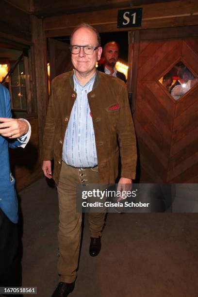 Prince Albert II of Monaco attends the 188th Oktoberfest opening at Käferzelt on September 16, 2023 in Munich, Germany.