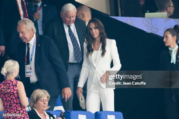 Catherine, Princess of Wales attends the Rugby World Cup France 2023 match between England and Argentina at Stade Velodrome on September 9, 2023 in...