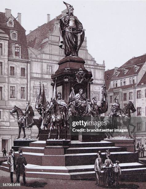 Victory Monument 1870/71. About 1880. Photo imitation of Carl Garte / Leipzig. Leipzig: Siegesdenkmal 1870/71. Um 1880. Photo-Imitation von Carl...