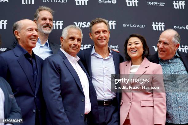 Jon Kilik, Steve Sarowitz, Tony Spiridakis, Tony Goldwyn, Zhang Xin and William Horberg attend the "Ezra" premiere during the 2023 Toronto...