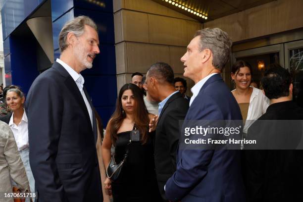 Steve Sarowitz and Tony Goldwyn attend the "Ezra" premiere during the 2023 Toronto International Film Festival at Princess of Wales Theatre on...