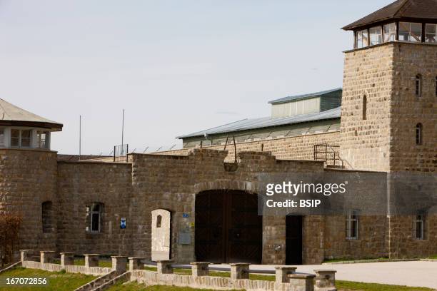 Concentration camp, Stone Guard Tower at Mauthausen, Austria.