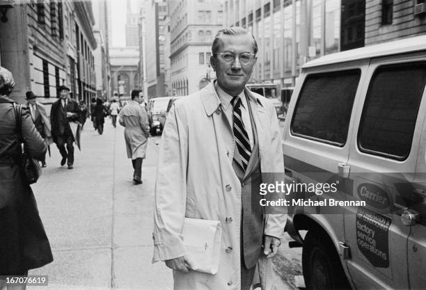 William Colby outside the Harvard Club, New York, 1978.