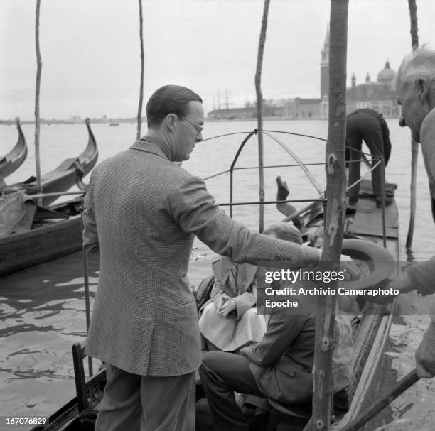 Prince Bernhard of the Netherlands with his daughters Princess Irene and Princess Beatrix of the Netherland visit Venice Venice, Italy.