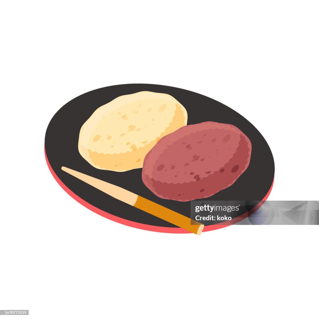Japanese Food. Ohagi.
Kinako, Azuki Beans.
