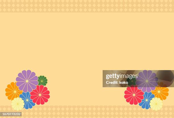 japanese chrysanthemum. postcard. - obituary stock illustrations