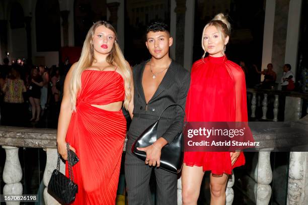 Meg Radice, Kenneth Pabon and Audrey Jongens attend the alice + olivia by Stacey Bendet Spring 2024 Presentation on September 09, 2023 in New York...