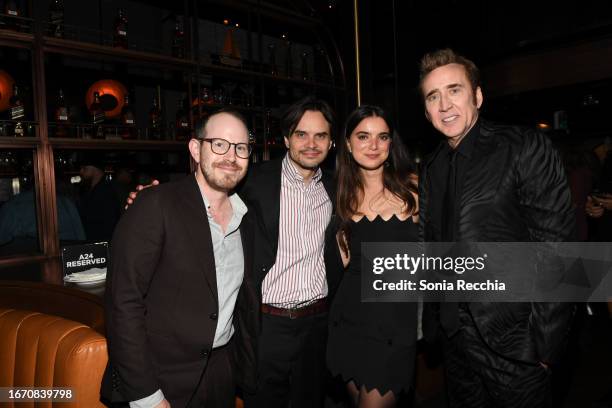 Ari Aster, Kristoffer Borgli, Dylan Gelula and Nicolas Cage attend the "Dream Scenario" world premiere party hosted by Ketel One Vodka at Pink Sky...