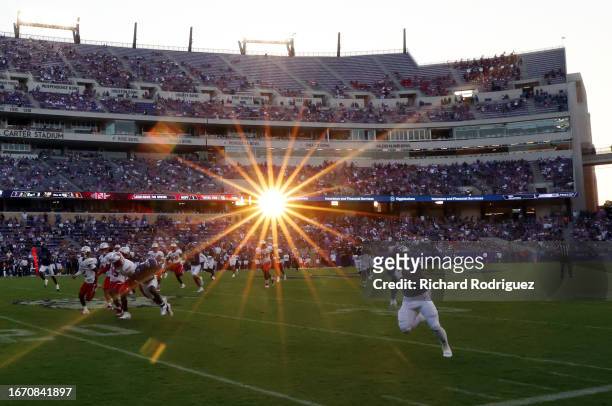 General view of the game between the Nicholls State Colonels and the TCU Horned Frogs in the first quarter at Amon G. Carter Stadium on September 09,...