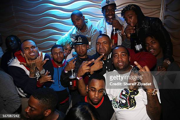 Chris Brown, Juelz Santana, Dj Suss One, Slobucks, Trav, and Wiz Khalifa attends the 2nd Annual DJ Prostyle's Birthday Bash after partyat Stage 48 on...