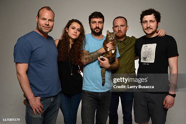 Juliette Eisner, Mike Bridavsky, Lil Bub Andy Capper and Devin Yuceil of the film "Lil Bub & Friendz" at the Tribeca Film Festival 2013 portrait...