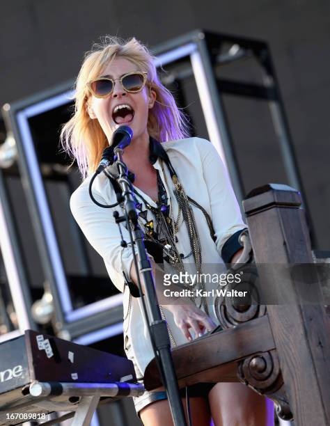 Singer/songwriter Emily Haines of Metric performs onstage during day 1 of the 2013 Coachella Valley Music & Arts Festival - Weekend 2 at the Empire...
