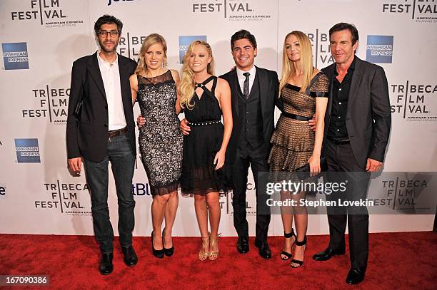 Zineb Oukach, Kim Dickens, Maika Monroe, Zac Efron, Heather Graham and Dennis Quaid attends the "At Any Price" New York premiere during the 2013...