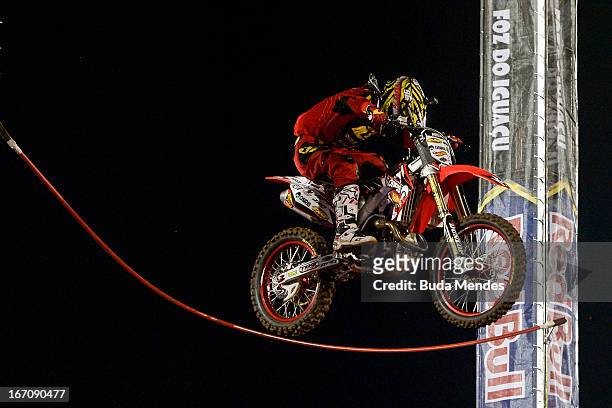 Bryce Hudson in action during Moto X Step Up at the X Games on April 19, 2013 in Foz do Iguacu, Brazil.
